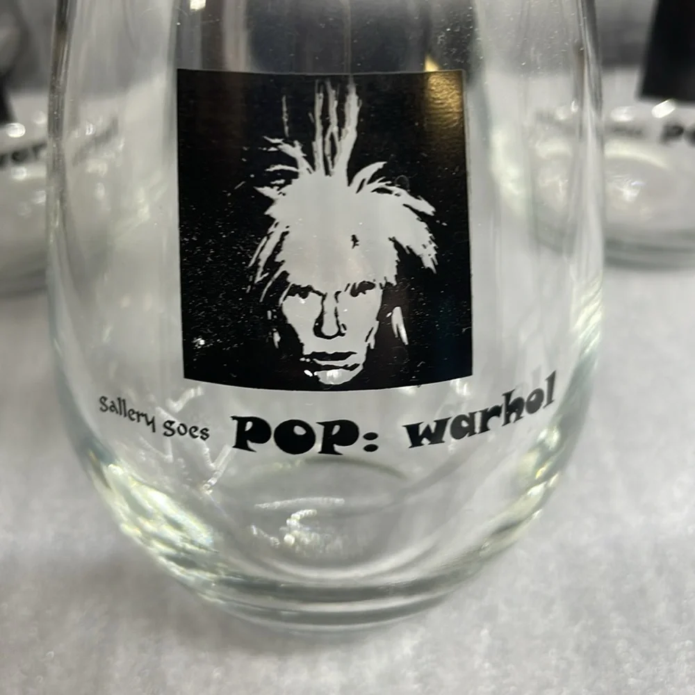 Andy Warhol Art Gallery Goes Pop Stemless Wine Glasses Set of 4